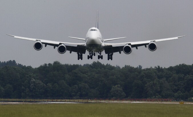 Een Lufthansa Boeing 747-8.