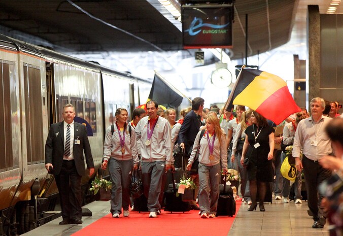 Ook de Belgische delegatie voor de Olympische Spelen reisde met de trein naar Londen