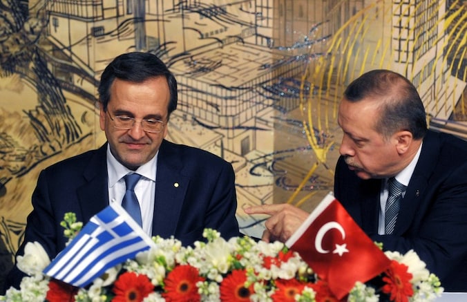 De Griekse premier Samaras en zijn Turkse ambtsgenoot Erdogan.