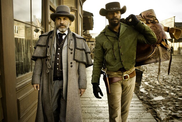 Christoph Waltz en Jamie Foxx in Django Unchained.