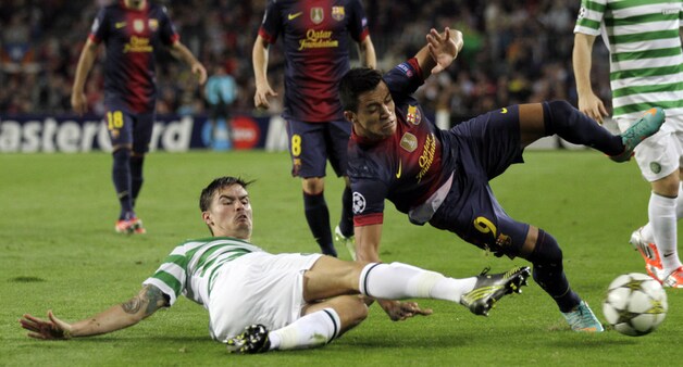 De Schotten verkochten in vel duur in Camp Nou. Dat mocht ook Alexis Sanchez ondervinden.