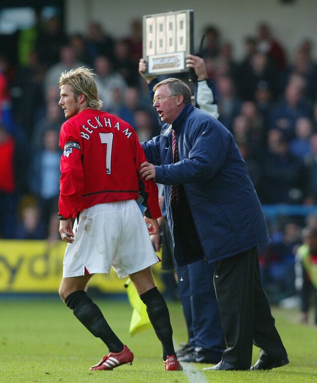 Beckham in zijn periode bij Manchester United