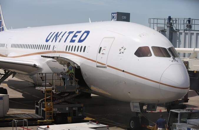 Een Boeing 787 Dreamliner van United Airlines.