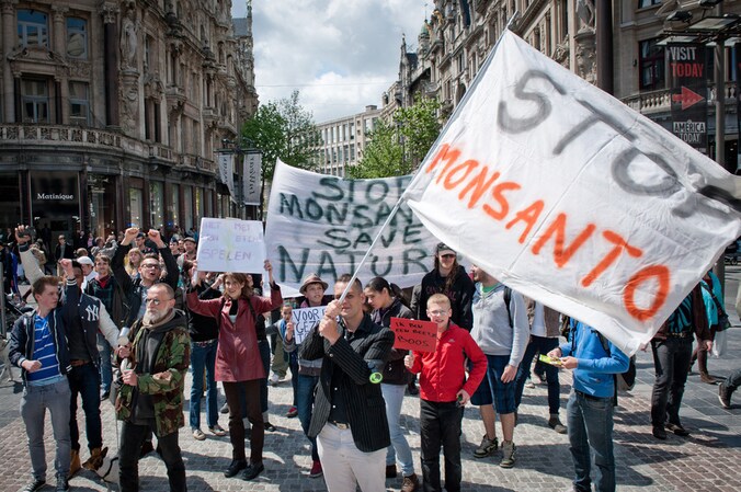 Ook in Antwerpen werd op 25 mei gedemonstreerd tegen Monsanto.