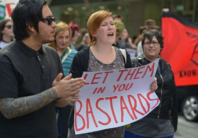 Protest in Sydney tegen de Australische immigratiepolitiek.