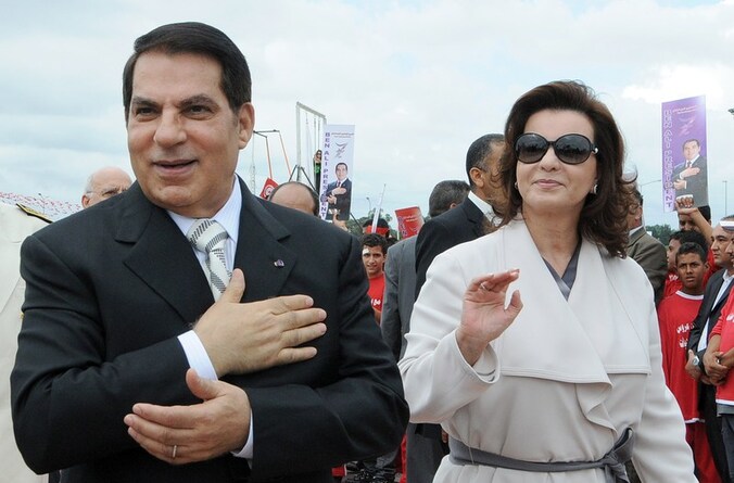 De gevluchte president Ben Ali met Leila