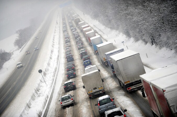 De file op de Duitse snelweg 4.