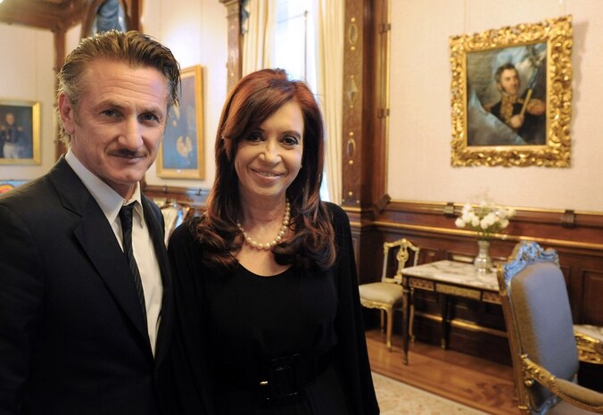 Sean Penn op audiëntie bij de Argentijnse president Kirchner.