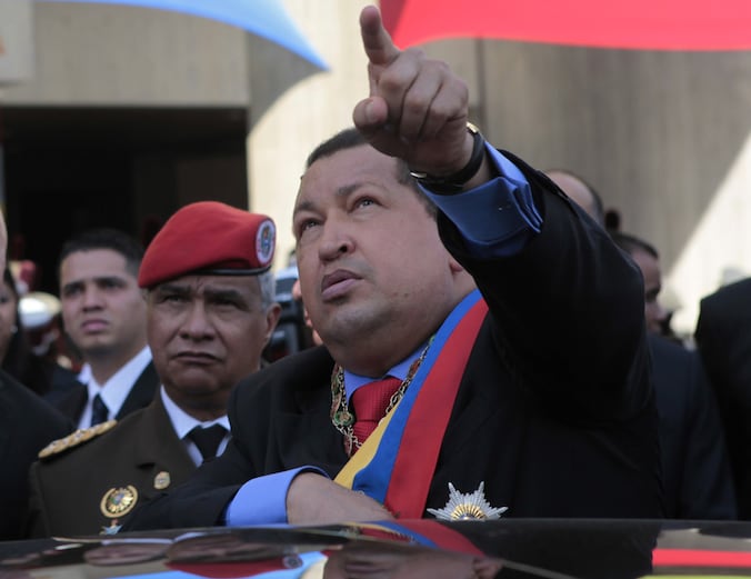De Venezolaanse staatsleider Hugo Chávez.