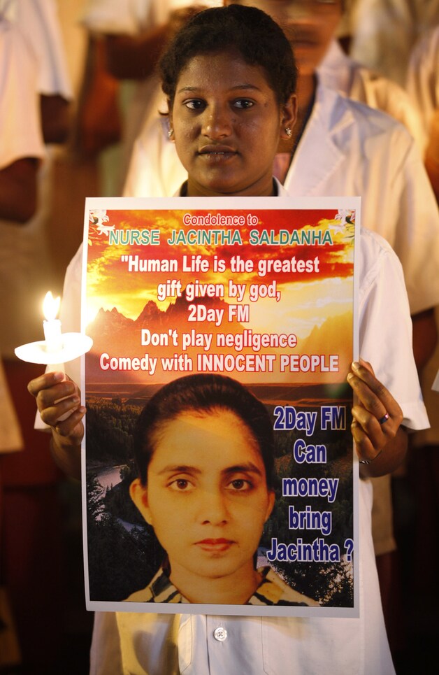 In India werd een emotionele wake voor Jacintha gehouden.