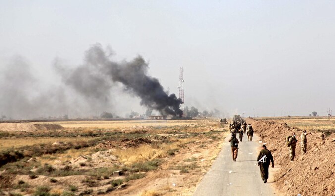Koerdische strijders bij Kirkuk
