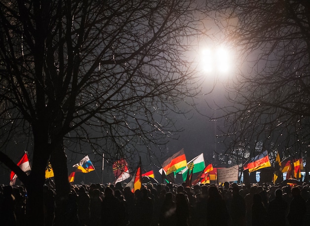Pegida-demonstranten in Dresden, op maandag 5 januari.