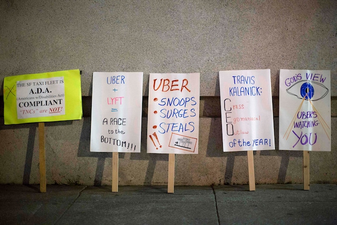 Protest in San Francisco tegen Uber. (archieffoto)
