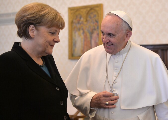 Angela Merkel en Paus Franciscus
