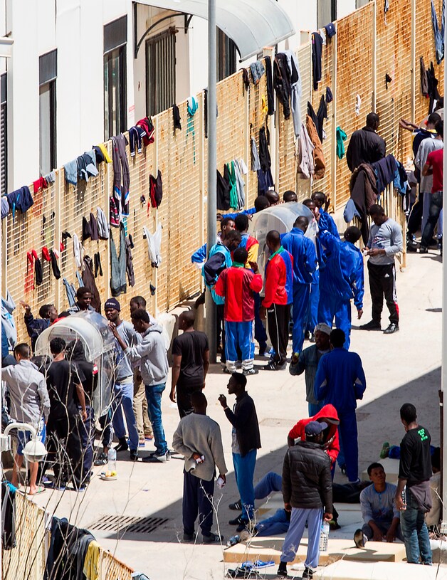 Migranten op het Italiaanse eiland Lampedusa.