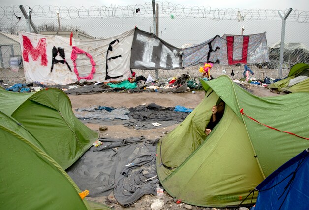 De Grieks-Macedonische grens in het Griekse Idomeni.