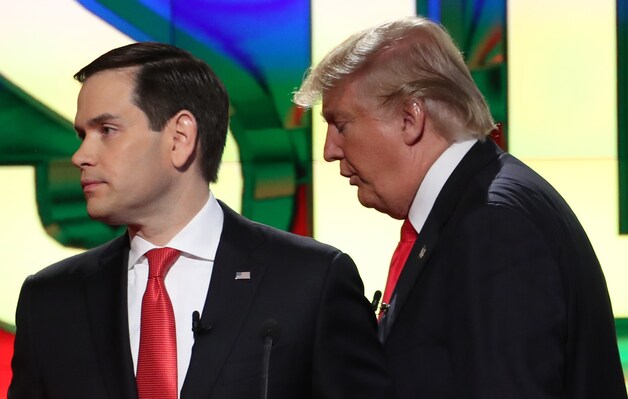 Marco Rubio (l) en Donald Trump