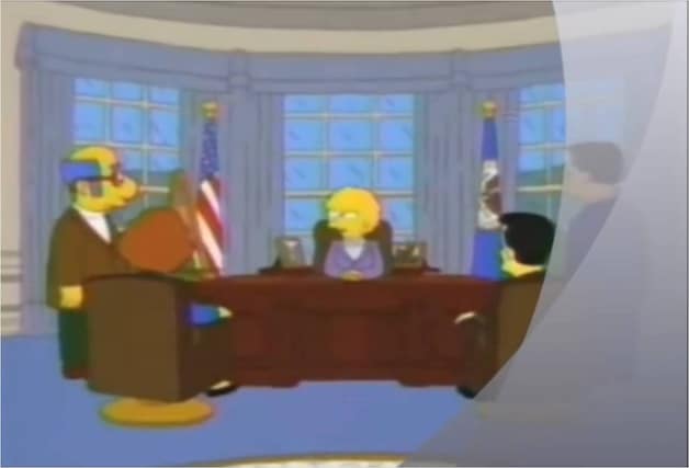 President Lisa Simpson in het Oval Office.