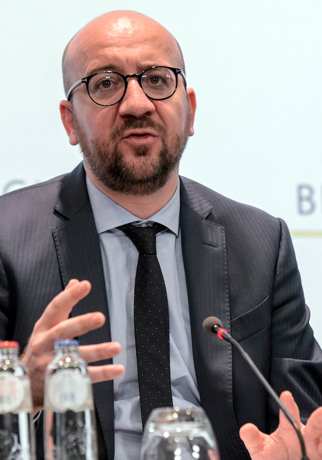 Premier Charles Michel vandaag tijdens de eerste verklaringen na de aanslagen.