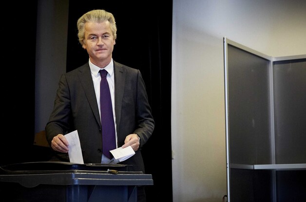 PVV-voorman Geert Wilders brengt zijn stem uit.