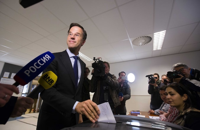 Nederlands premier Mark Rutte bracht eerder vandaag zijn stem uit