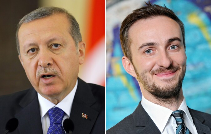 Turks president Recep Tayyip Erdogan en Duits komiek Jan Böhmermann