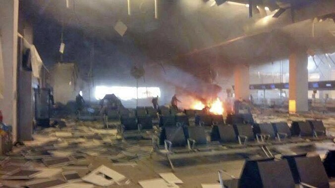 De vertrekhal van Zaventem, net na de aanslag van 22 maart.
