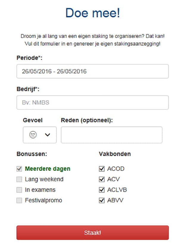 Vul dit formulier in en staak mee!