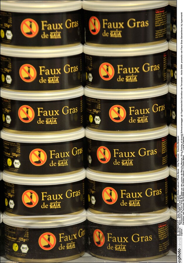 Ludieke actie van Gaia: faux gras, vegetarisch en écht diervriendelijk alternatief voor foie gras.