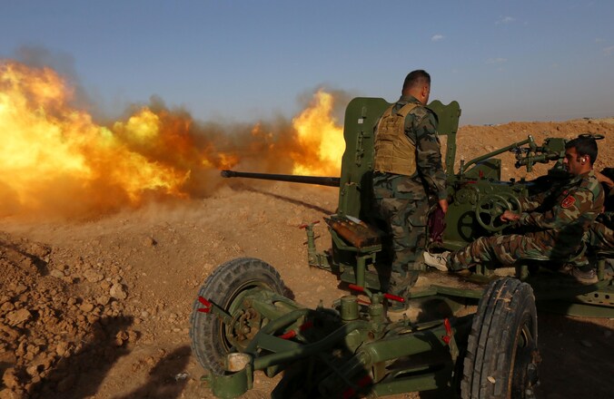 Peshmerga vuren antitankgranaten af in de buurt van Mosoel.