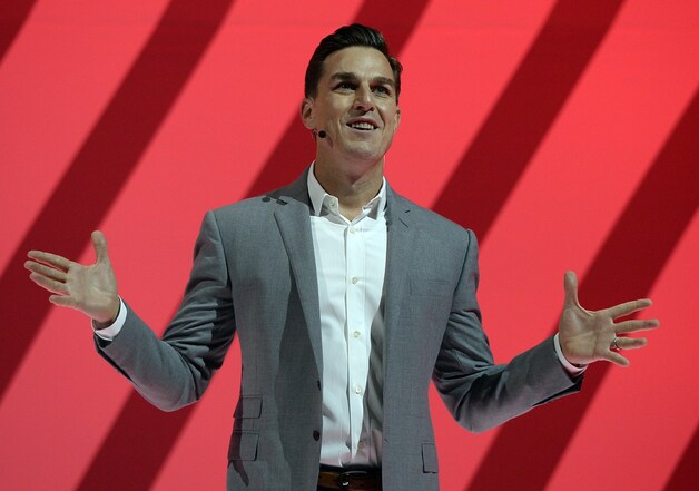 Wilson tijdens zijn keynotespeech op Electronic Arts' 'EA Play'-evenement.