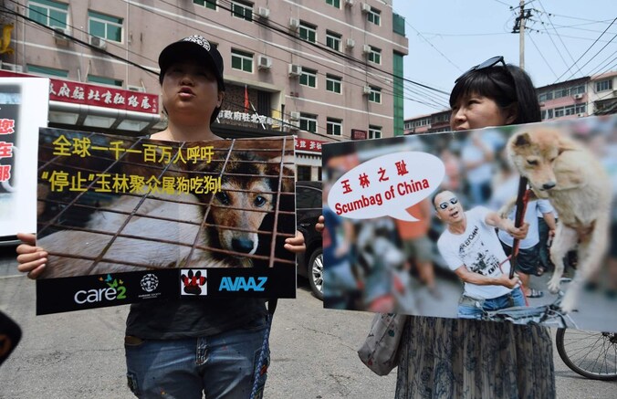 Demonstranten in Yulin.