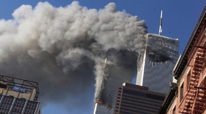 Twin Towers in New York tijdens de aanslag 9/11.