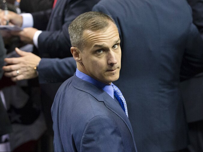 Corey Lewandowski in april 2016, toen hij de campagne van Donald Trump nog leidde