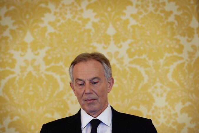 Tony Blair gisteren tijdens een persconferentie waarop hij zich verdedigde tegen de aantijgingen in het Chilcot-rapport.