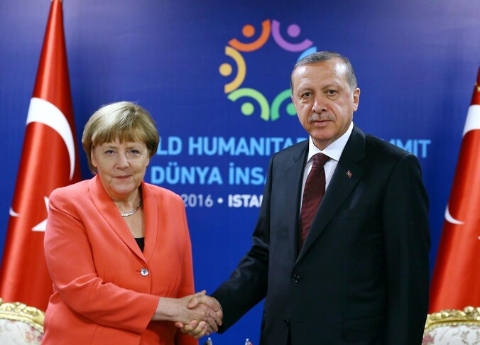 Duits bondskanselier Merkel en Turks president Erdogan tijdens een ontmoeting in mei.