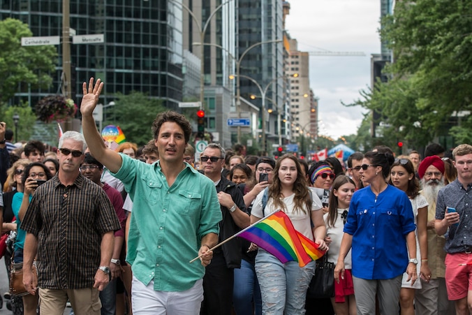De Canadese premier Justin Trudeau liep begin deze maand nog mee in de Gay Parade in Montreal.