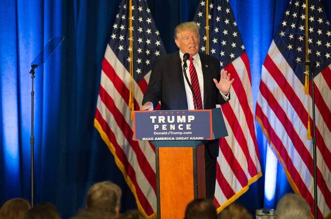 Trump tijdens zijn toespraak in Youngstown
