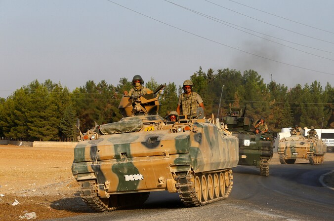 Turkse soldaten in de grensstad Gaziantep.