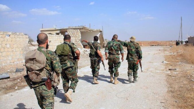 Syrische soldaten in de provincie Aleppo.