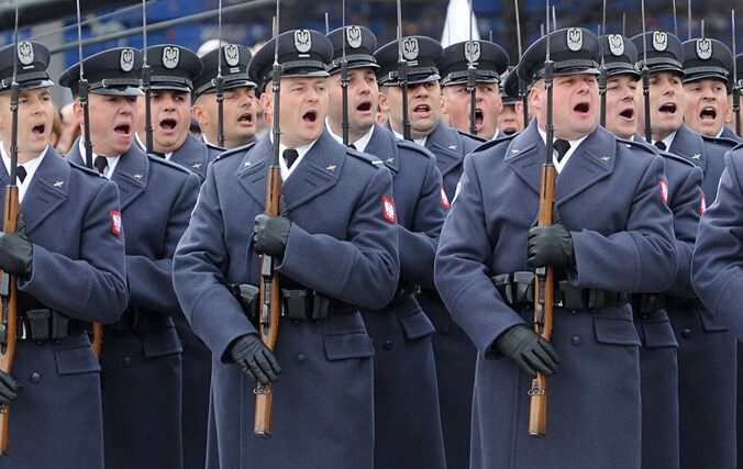 Poolse soldaten op de ceremonie ter ere van de Poolse Onafhankelijkheidsdag (11 november 2015).