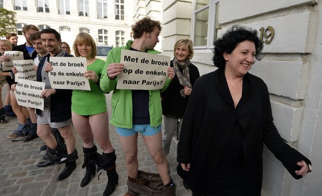 Beeld van een eerdere actie van de klimaatcoalitie en Climate Express in oktober.