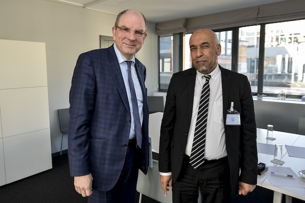 Minister van Justitie Koen Geens (CD&amp;V) en Noureddine Smaili, de voorzitter van de moslimexecutieve.