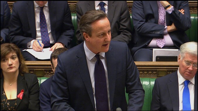 David Cameron in het parlement.