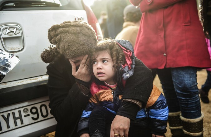 Vluchtelingen op het Griekse eiland Lesbos.
