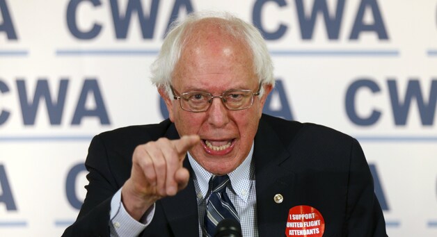 Presidentskandidaat Bernie Sanders is boos.
