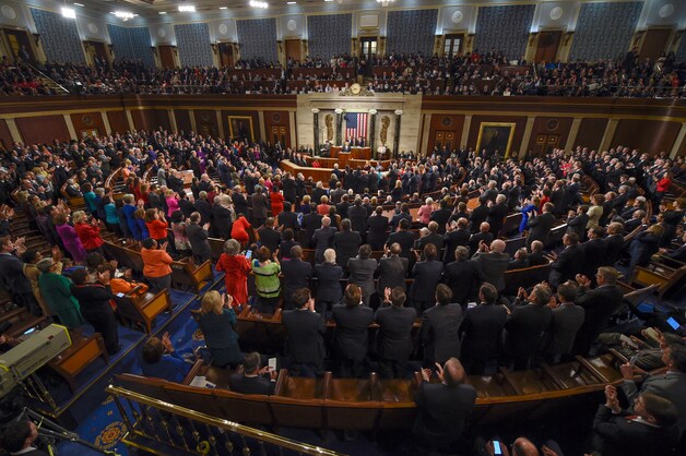 Applaus en staande ovatie tijdens de State of the Union.