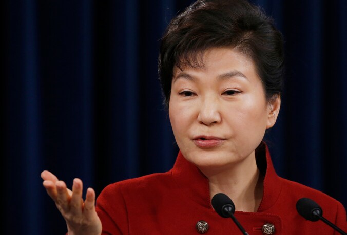 Presidente Park Geun-Hye sprak China aan met haar vraag om strengere sancties tegen erfvijand Noord-Korea.