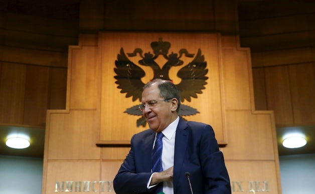 Lavrov na de persconferentie van vandaag.