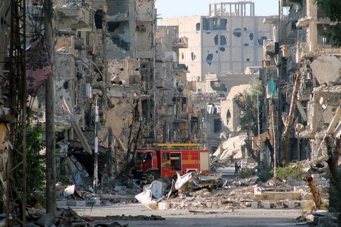 Archiefbeeld van het vernielde Deir Ezzor.